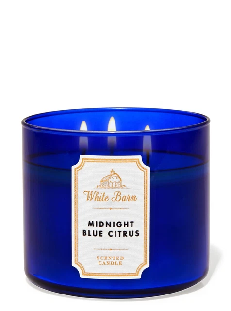 Bath and Body Works Midnight Blue Citrus Large 3 Wick 14.5oz Candle White Barn