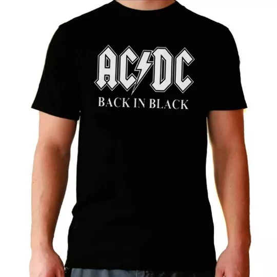 Camiseta hombre ac/dc back in black T shirt men hard rock heavy metal acdc