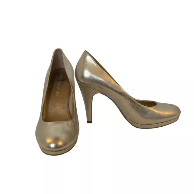 Franco Sarto Napoli Women's Size 8.5 M Metallic Gold Leather Pumps Heels