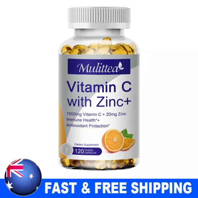 120 Capsules Vitamin C with Zinc Capsules Immune Support Antioxidant Supplement