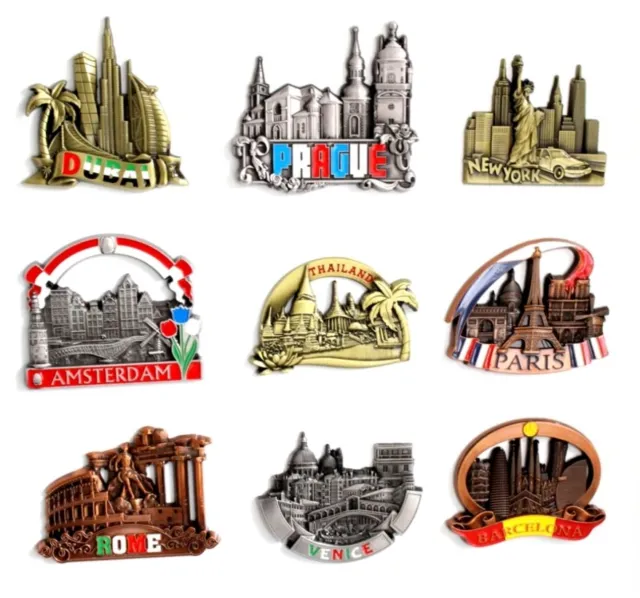 Metal Fridge Magnet Souvenir - LA - London - Miami - Paris - Europe & Others 3D 2