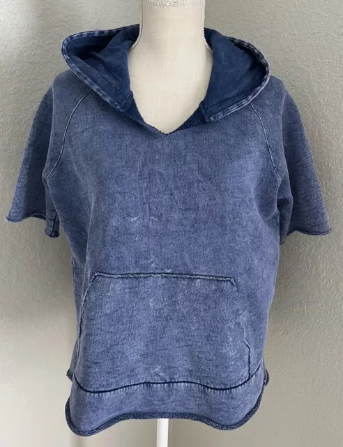 Frank & Eileen Tee Lab Short Sleeve Pullover Hoodie Sweatshirt Blue Stonewash M