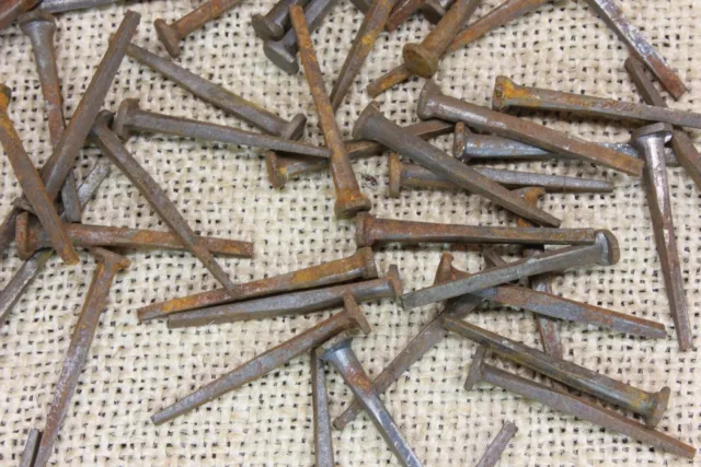 1 1/4” OLD Square head NAILS 100 REAL 1850’s vintage rustic patina 3/16” BRADS
