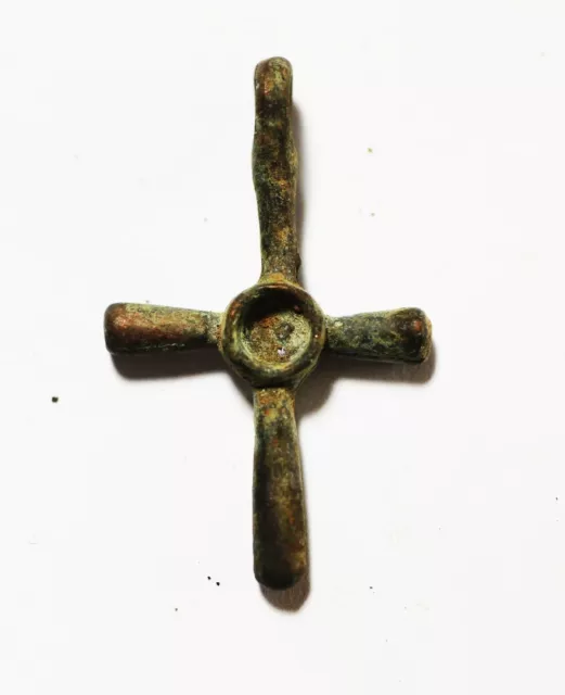 ZURQIEH -as18115- ANCIENT BYZANTINE.  BRONZE CROSS PENDANT. 800 - 1000 A.D