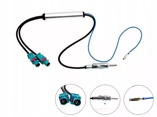 Auto Kfz Antennen Adapter Kabel Doppel-FAKRA auf DIN für AUDI SEAT SKODA VW