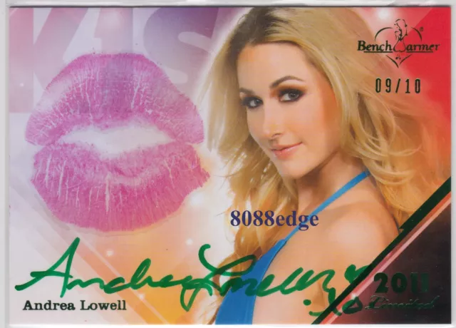 2011 Benchwarmer Limited Kiss Auto: Andrea Lowell #9/10 Green Autograph Playboy