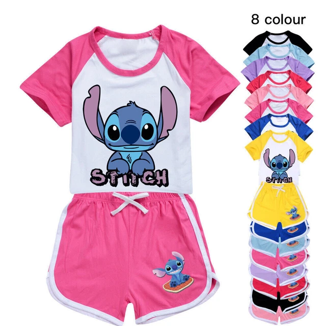 Lilo & Stitch Kids Boys Girls Short Outfits Costume T-Shirt Top Pants Tracksuit