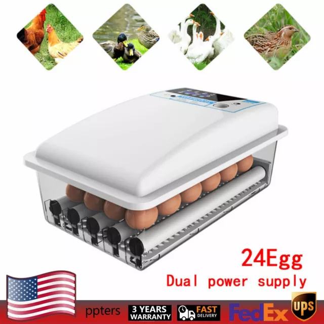 Digital 24 Eggs Incubator Auto-Turning Automatic Hatch Chicken Duck Egg Turner