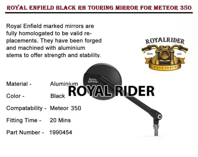 Rétroviseur Royal Enfield Black Rh Touring pour Meteor 350