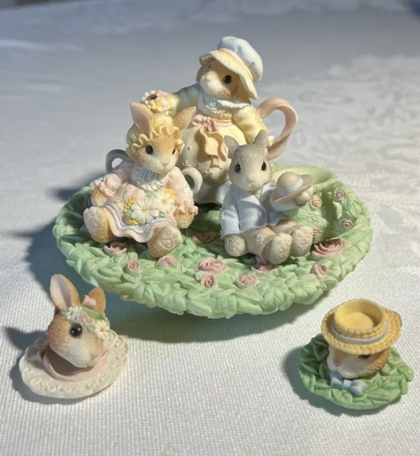 Rare My Blushing Bunnies "Mini Tea Set" 8-Piece Set w/ Box Enesco #465690 VTG