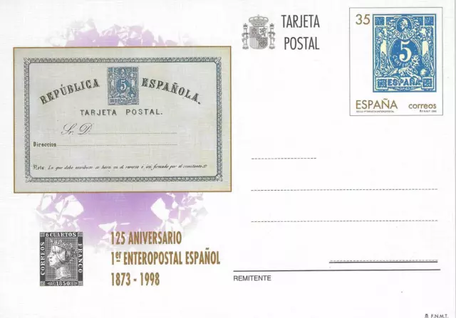 Spain Año 1998 Tarjeta Entero Postal Edifil 167 Tarjeta Y Sello De 1873