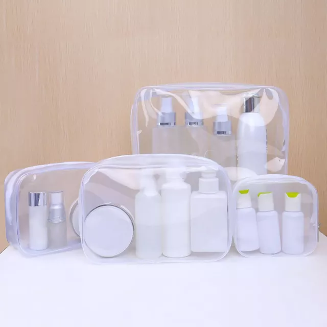 PVC Clear Cosmetic Zipper Bags Waterproof Toiletry Organizer Makeup Storage Case