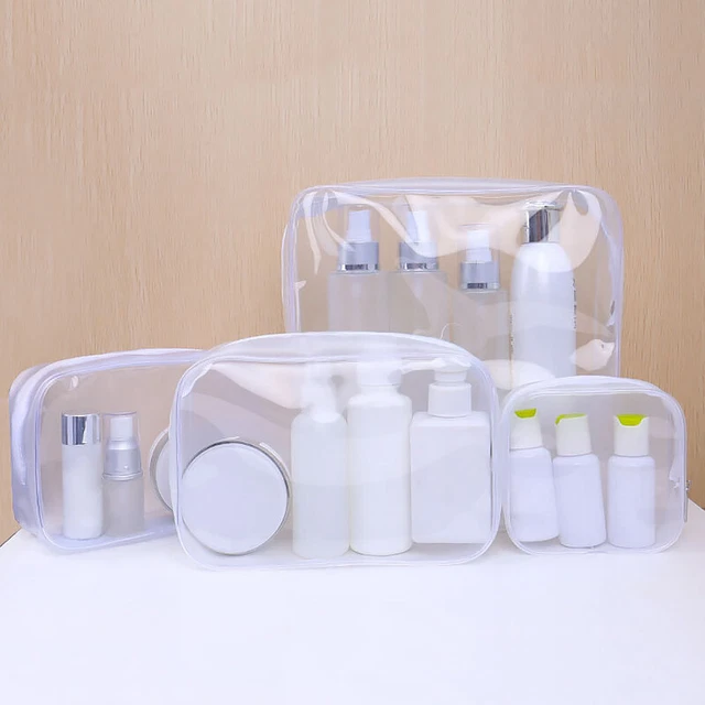 PVC Clear Cosmetic Zipper Bags Waterproof Toiletry Organizer Makeup Storage Case