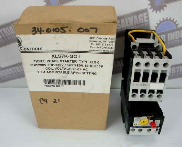 EE Controls 3 PH STARTER XLS7K 5HP, 10HP, 15HP, XLSK, 2.5-4 Adjust XLS7K-GO-I