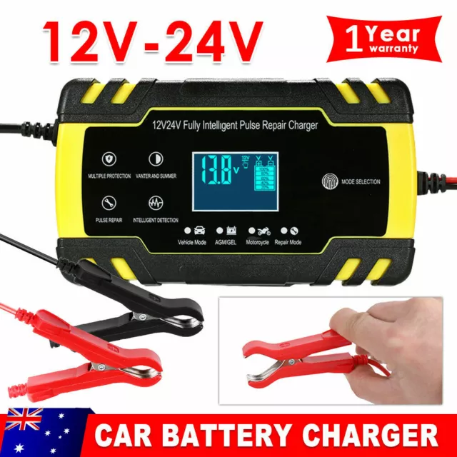Car Battery Charger 12V 24V Touch LCD Smart Battery Repair Boat Caravan Truck AU