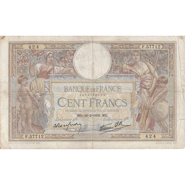 [#195707] France, 100 Francs, Luc Olivier Merson, F.57712, TB, Fayette:25.10, KM