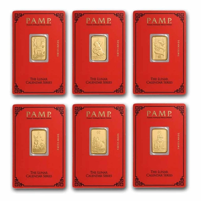 12 X 5 gram Gold Bar PAMP Suisse Lunar Calendar Series Set SKU
