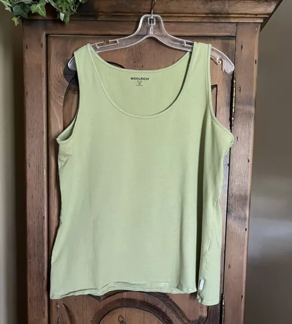 Woolrich Womens Plus Size 2X Sleeveless Cotton/Spandex Surf Sage Tank Top