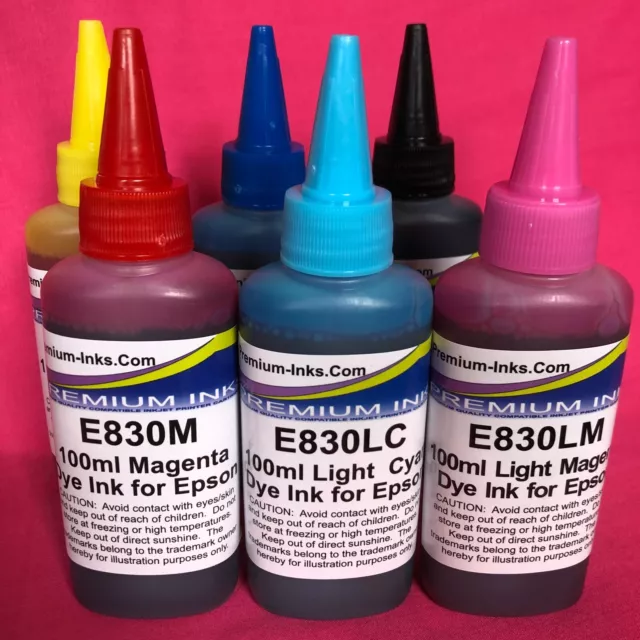 6 botellas de relleno de tinta para impresora Epson Stylus Photo R200 R220 R300 R320 R340