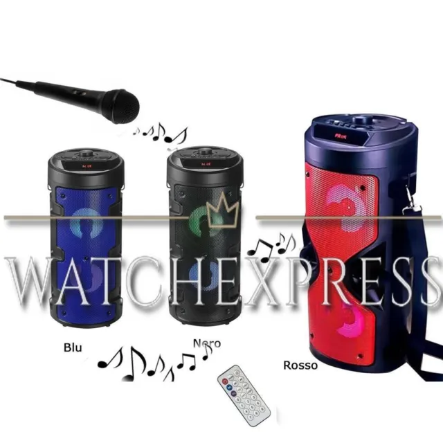 Cassa bluetooth GRANDE portatile speaker altoparlante microfono radio karaoke
