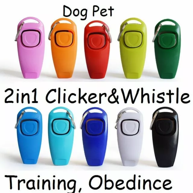 2IN1 Clicker Pfeife Einfach Hund Welpe Haustier Training Gehorsam AGI Keyring #Q 2