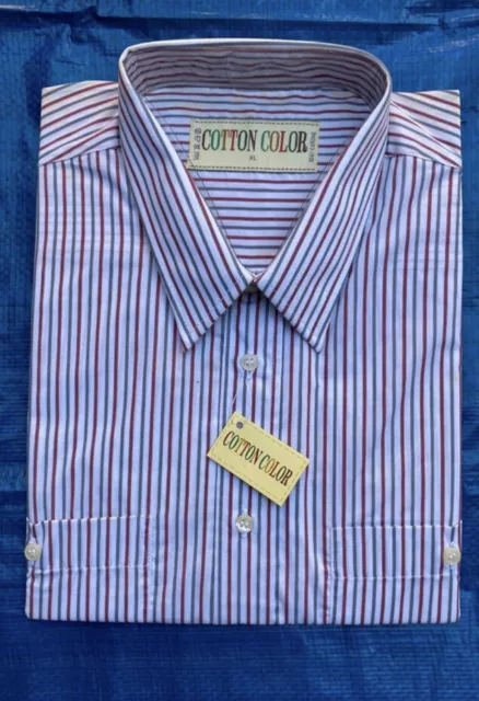 Camicia Uomo 100% Cotone COTTON COLOR a righe manica lunga Con Taschino