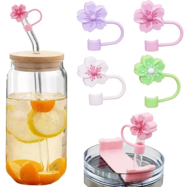 5Pcs Flower Straw Cover Cap for Stanley Cup Silicone Straw Topper Compatible