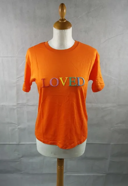 Topshop Size 4 T-Shirt Orange Women Short Sleeve Petite Crew Neck Top Pullover
