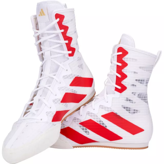 Adidas Box Hog 4 White/Red Boxing Shoes