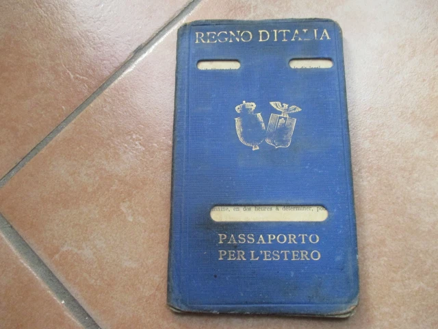 Libretto 1929 Regno d'Italia PASSAPORTO per l'ESTERO n.10 marche da bollo