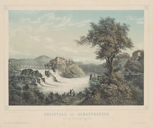 Rheinfall bei Schaffhausen, um 1855, Farblithographie Unbekannt (19.Jhd)