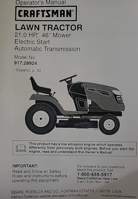 Craftsman t100 owners manual sales