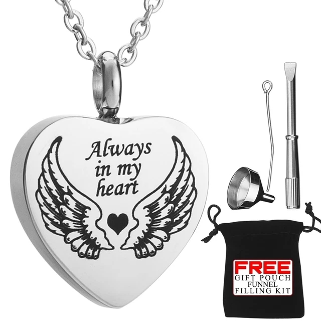 Cremation Jewellery Urn Necklace Heart Pendent For Ashes Pet Dog Memorial Locket