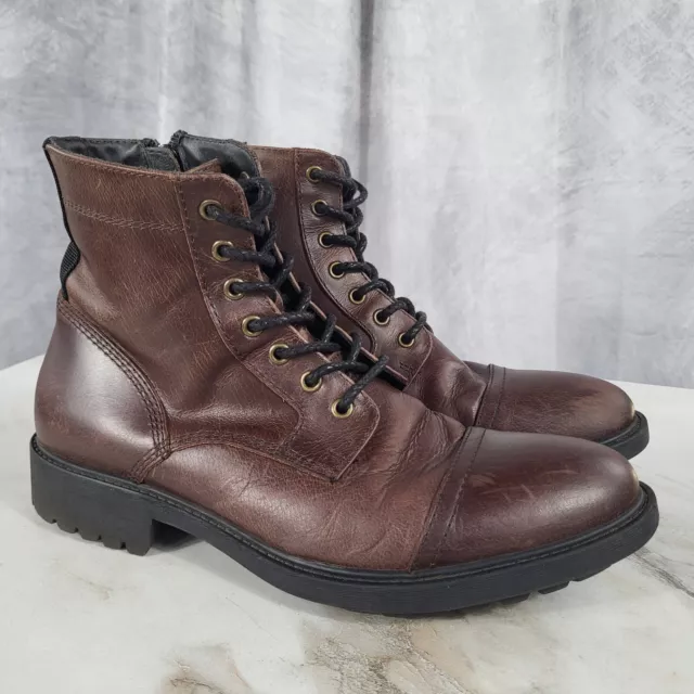 FRYE MURRAY LACE Up Cap Toe Boots Mens Size 10 Gray Leather Side Zip Brogue 92.99 PicClick