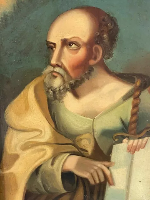 Ölgemälde Heiliger Portrait Barockgemälde Antik Öl Auf Kupferblech 18-Tes Jhdt