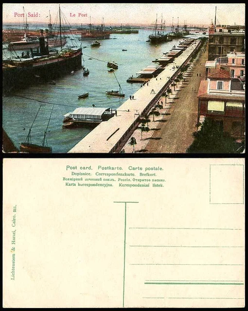 Ägypten alte Postkarte Hafen Said Le Port Hafen, Militärschiffe Dampfschiffe Boote