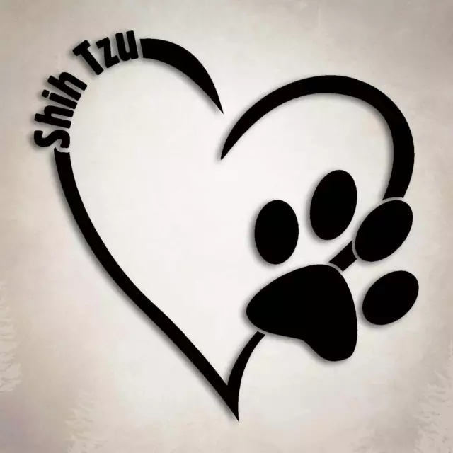 Shih Tzu Dog Love Decal Paw Heart Sticker Car Laptop Puppy Animal Rescue