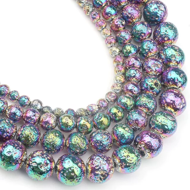Bracelet Making Kit Beads Bulk - 800Pcs Color Volcanic Gemstone Lava Rock  Beads