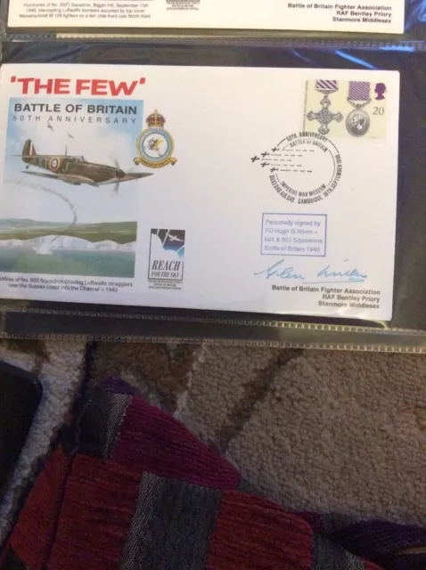 1990 The Few Spitfire CSC Cover Signed Hugh G Niven Battle of Britain