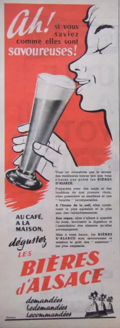 Publicité De Presse 1955 Dégustez Les Bieres D'alsace Savoureuses
