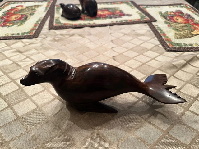 Mahoggany Wooden Carving of a Seal