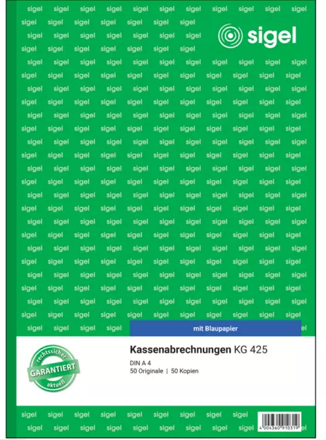 SIGEL Formularbuch KG425 Kassenbuch Kassenabrechnung Kassenbuch Kassenbericht