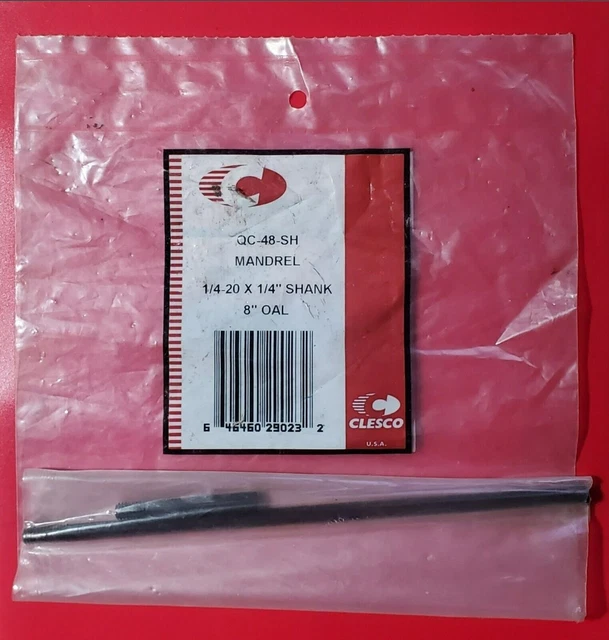 Clesco QC-48-SH Threaded Mandrel - 1/4-20 X 1/4" Shank - 8" OAL - QC48SH