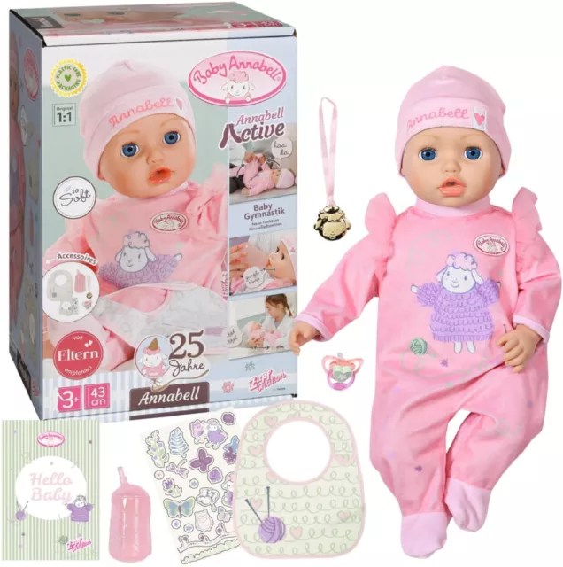 Zapf Creation Baby Annabell Active Puppe 43 cm mit Sound und Zubehör rosa NEU