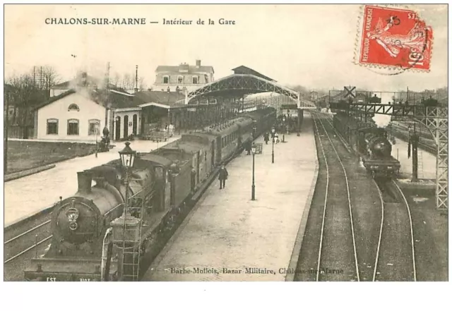 51 . n° 43240 . chalons sur marne.interieur de la gare.trains