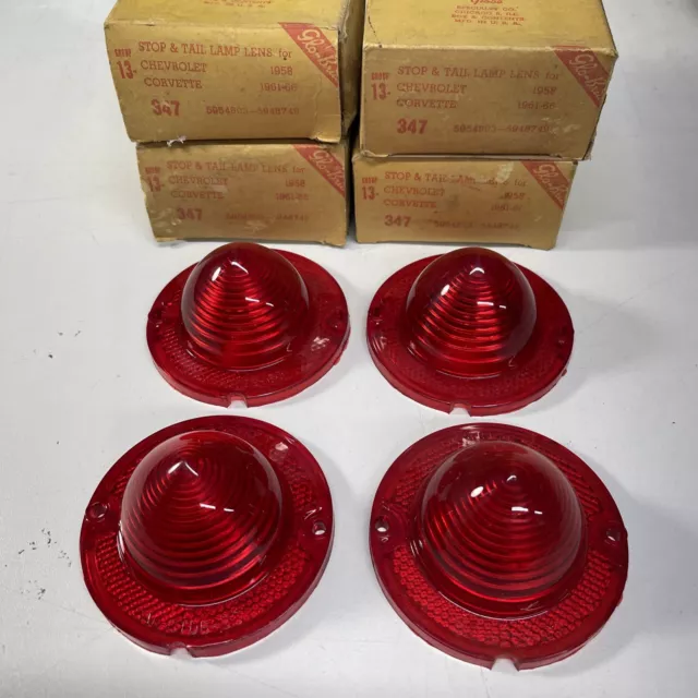 NORS 1958 Chevrolet Belair Biscayne Tail Light Lenses 1961-66 Corvette 5948749