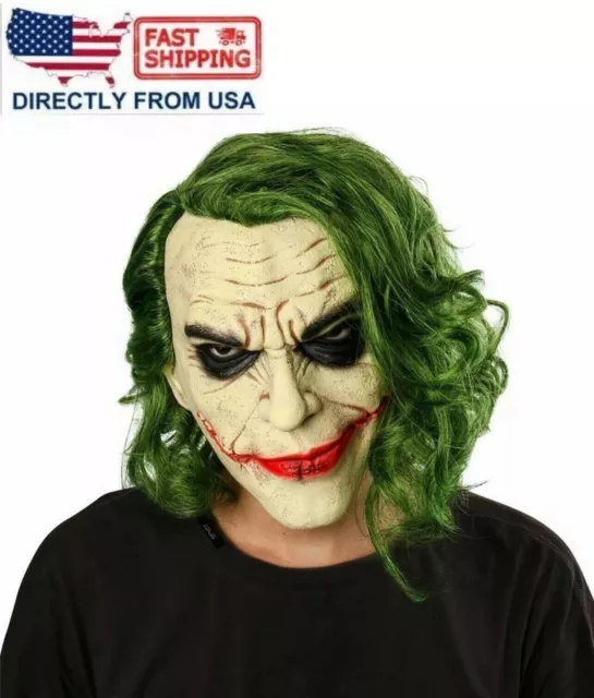 Joker Mask Scary Halloween Latex Masks for Adult Horror Clown Full Head Ship US