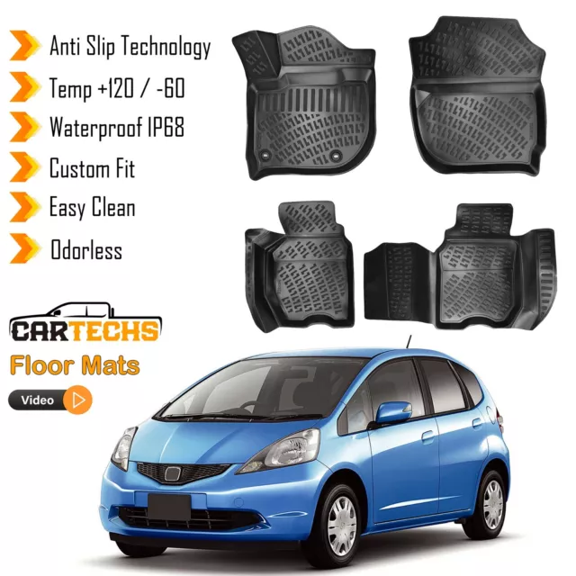 Floor Mats Liner For Honda Fit / Jazz 2009-2013 Waterproof 3D Molded All Weather