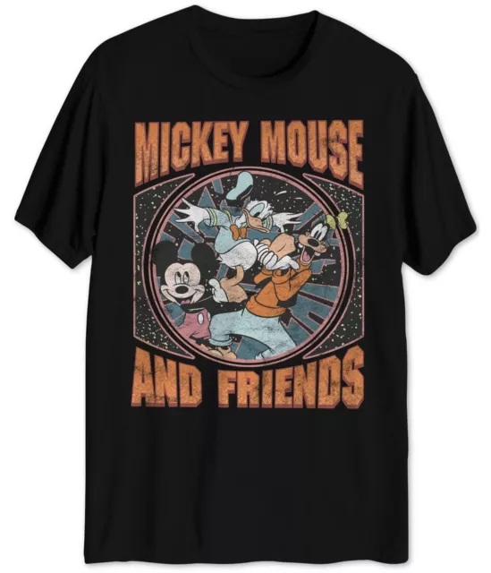 Jem Mens Mickey and Friends Graphic T-Shirt, Black, Medium