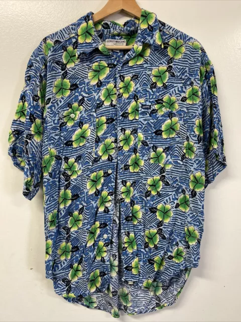 GUESS Georges by Marciano Mens Vintage 80s Floral Short Sleeve Button Shirt Sz S